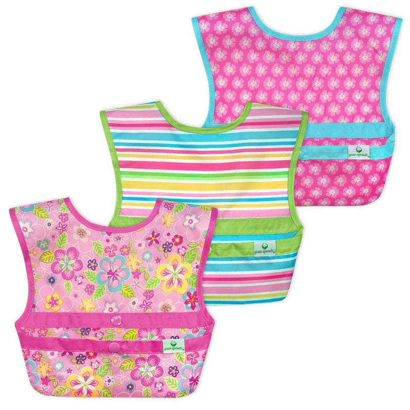 Snap + Go® Easy-wear Bibs (3 pack) - Pink Flower Field