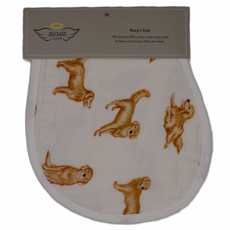 Jaxman Collection Golden Retriever Dog Muslin Burp Cloth